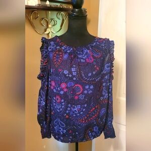 Womens Loft Floral Cold Shoulder Blouse